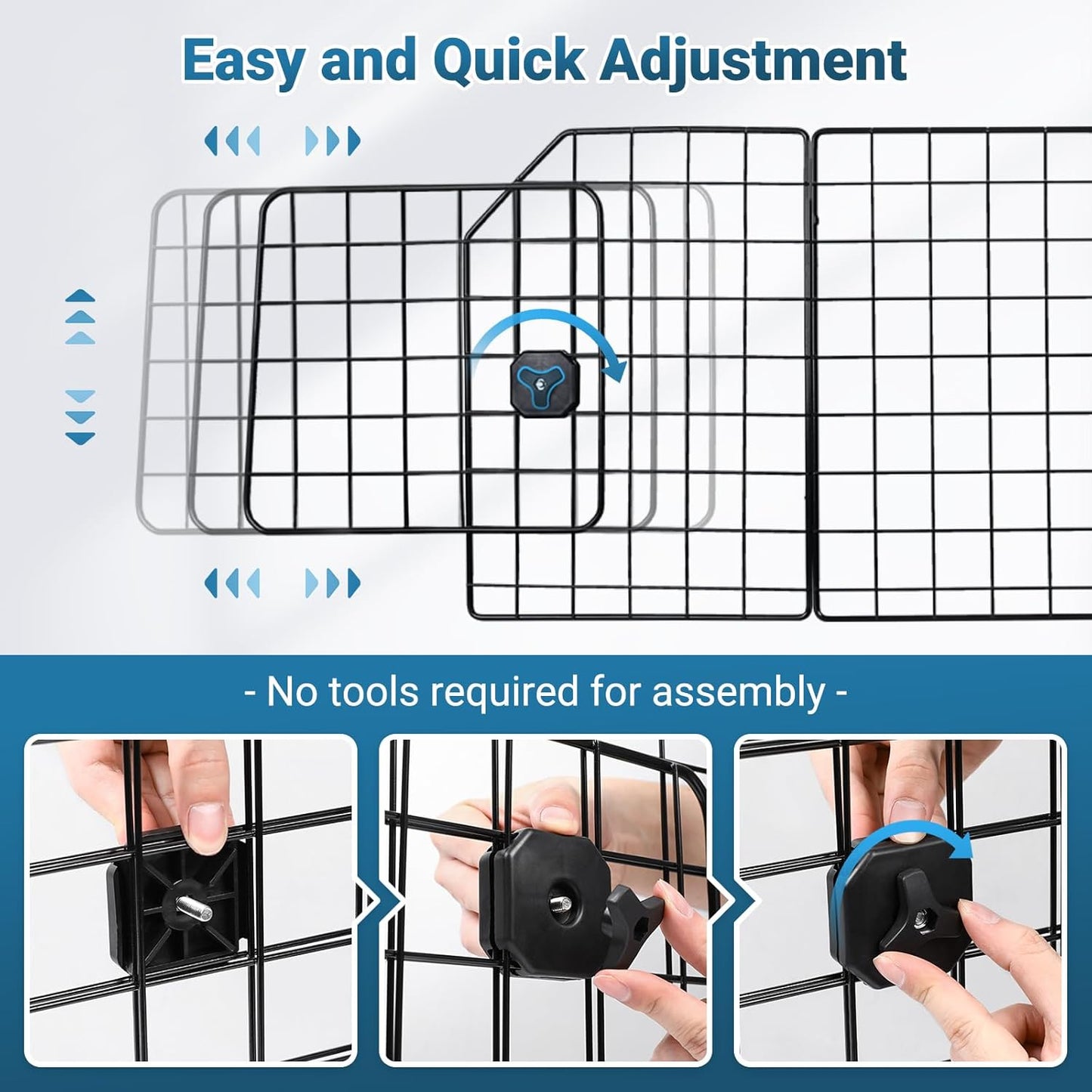 rabbitgoo Dog Car Barrier for SUVs, Adjustable Large Pet Gate, Universal-Fit Divider Cargo Net, Heavy-Duty Wire Mesh Dog Barrier SUV, Van Vehicles Subaru Car Accessories Safety Travel, Triple Folding