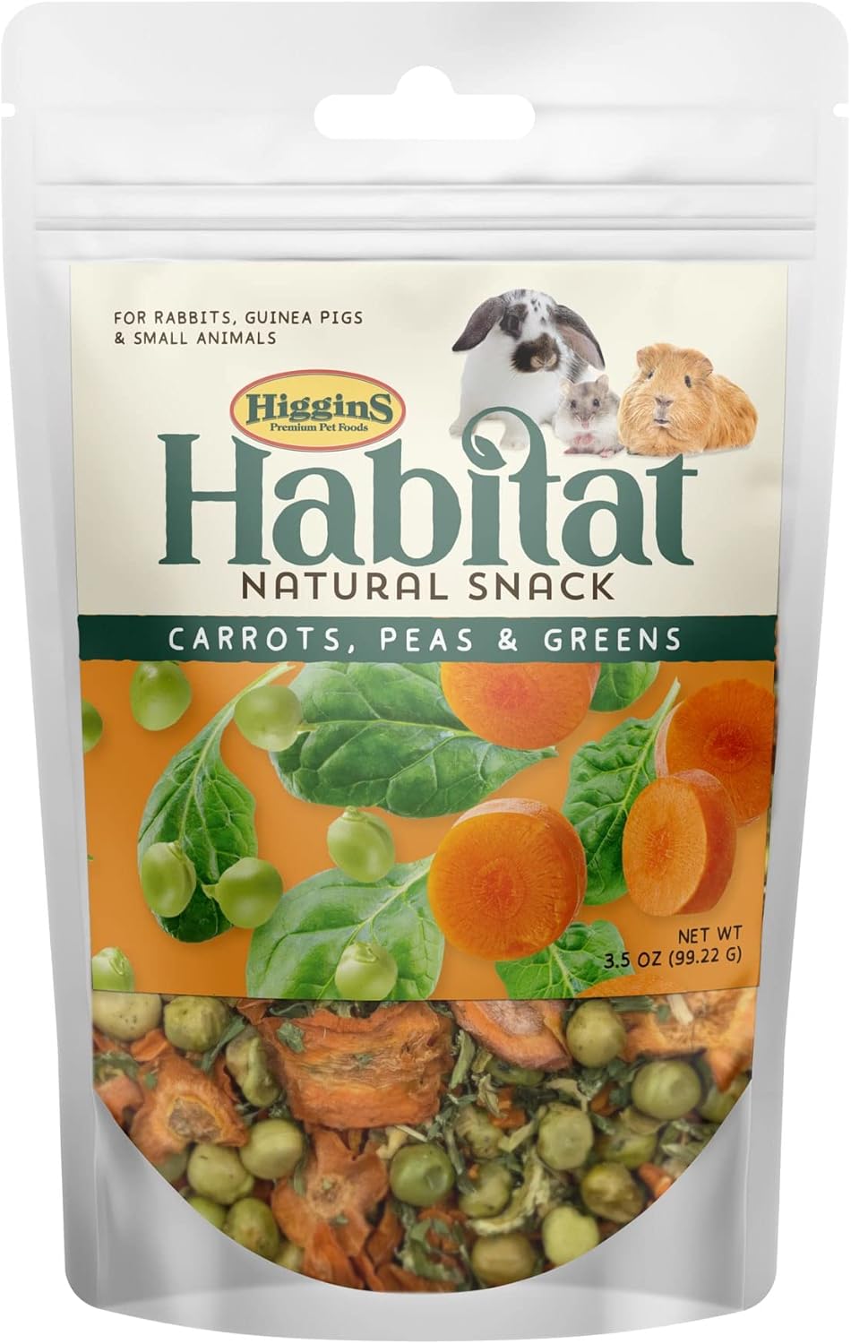 Higgins Habitat Natural Snack Small Animal Treat Bundle Habitat Natural Snack Rabbit Treat Apples/Bananas, Carrots/Peas/Greens & Flowers/Berries. 3.5oz Bags. Rabbits, Guinea Pigs, Hamsters