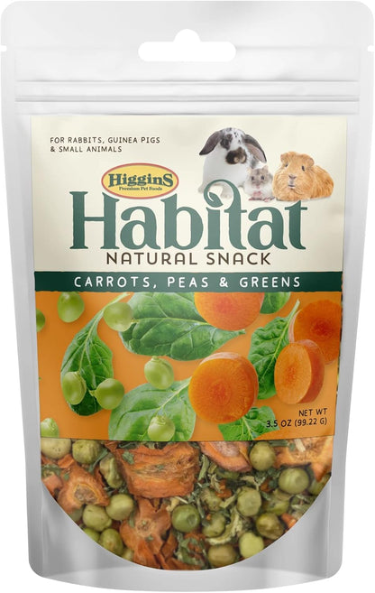 Higgins Habitat Natural Snack Small Animal Treat Bundle Habitat Natural Snack Rabbit Treat Apples/Bananas, Carrots/Peas/Greens & Flowers/Berries. 3.5oz Bags. Rabbits, Guinea Pigs, Hamsters