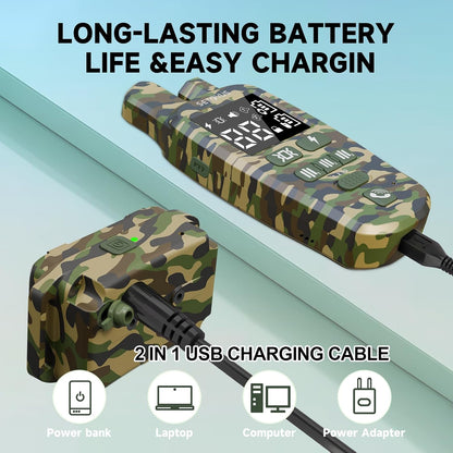 Shock Collar for Dogs, 2 Dogs Training Collar, 4500 FT Waterproof Bark Collar, Rechargeable Electric Collar with Recording & Calling & Vibration & Shock for All Breeds (Camo)