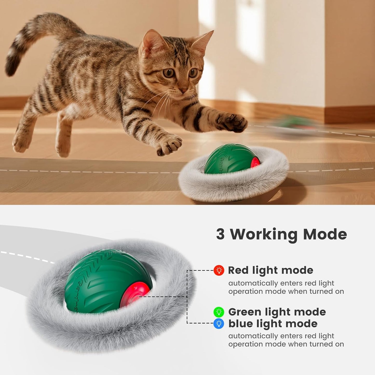 Gardner Pet Interactive Cat Toys Ball,Self Moving Ball in Play Mat,Tap Activation Moving Toy Hide and Seek Exercise Kicker Mouse Catching Game for Indoor cat,Real Bird Calls,28 Inch Mat(Without holes)