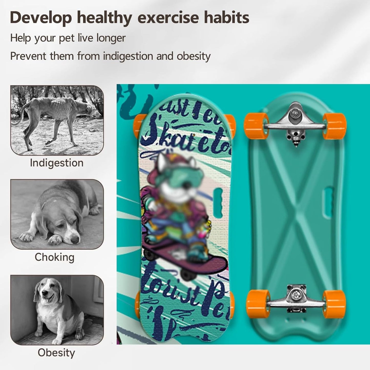 Dog Skateboard, Dog Skateboard for Bulldogs, Cat Skateboard Pu Wheels Pet Skateboard Complete Designed for Dogs and Pets(Yellow)