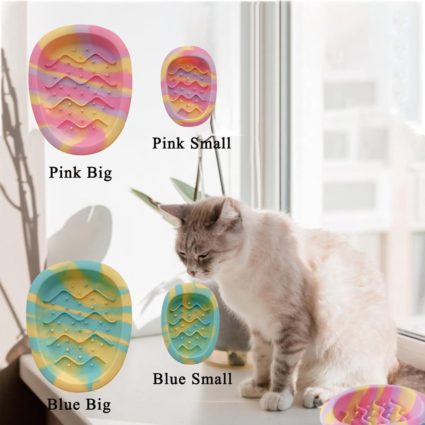 Colorful Slow Feeder Bowl for Large & Small Pets Silicone Easy to Clean Dog Food Bowl Slow Feed Dog & Cat Bowls for Interactive (Pink S)