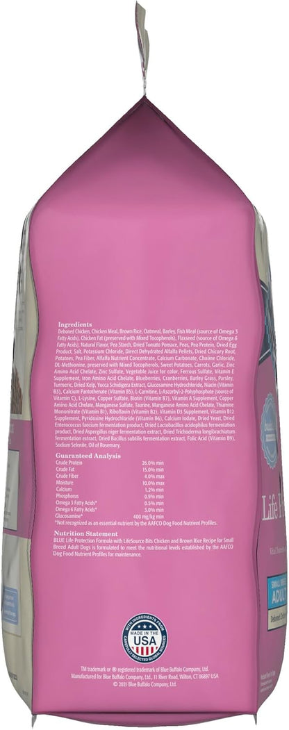 Blue Buffalo Life Protection Formula Adult Small Breed Dry Dog Food, Supports High Energy Needs, Made with Natural Ingredients, Chicken & Brown Rice Recipe, 5-lb. Bag