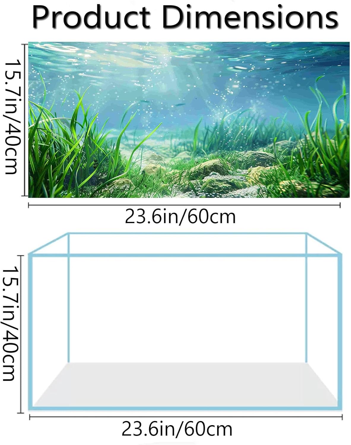 Aquarium Background Poster, Fish Tank Background Sticker, 3D Aquatic Plants Vibrant Underwater Scenery for Stunning Aquarium Decorations 10 20 Gallon Tank (15.7" x 23.6" in)