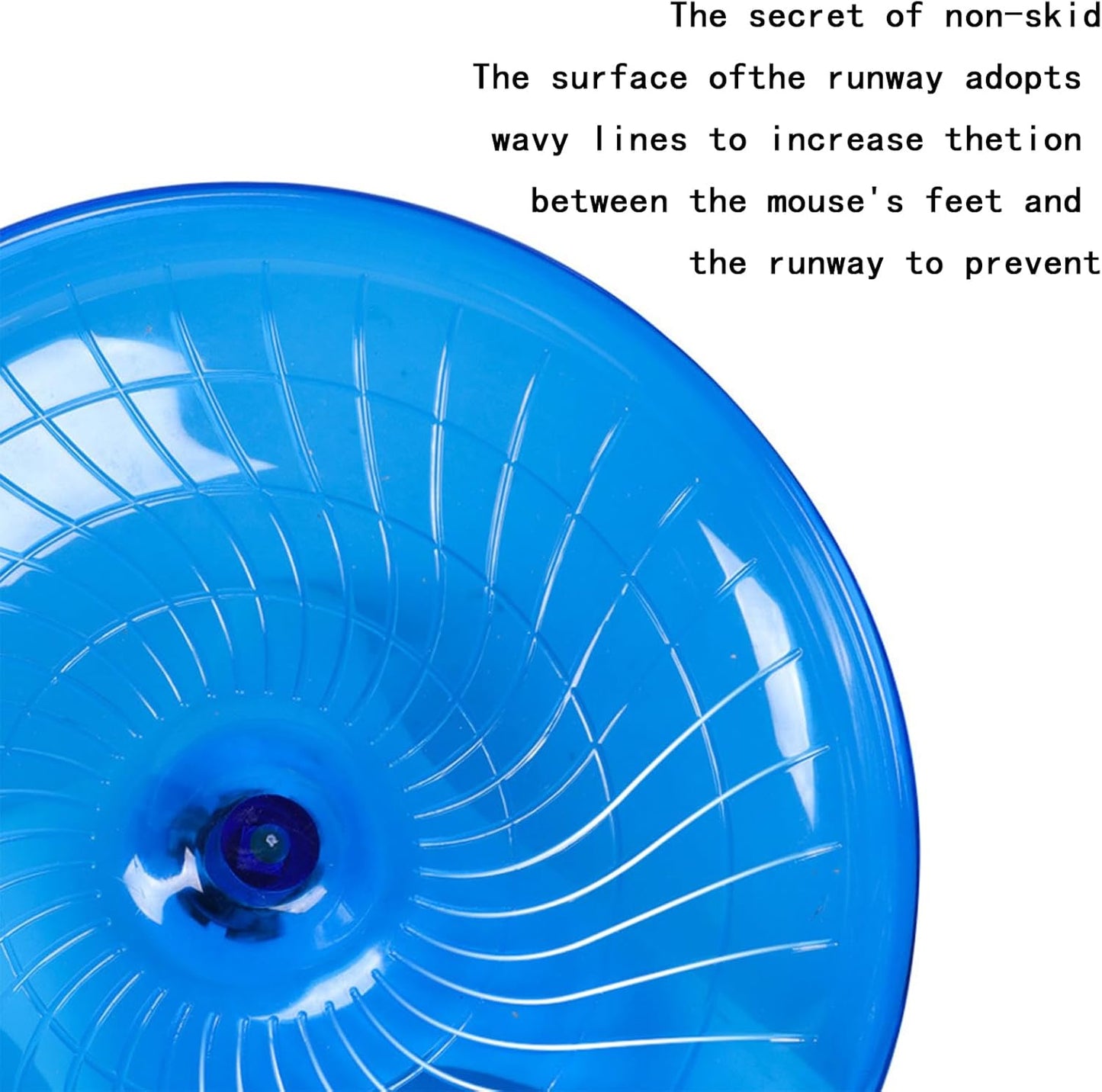 Silent Running Wheel for Small Animals, 7 Inch Flying Saucer Design, Exercise Wheel for Hamsters, Guinea Pigs, Hedgehogs, Blue