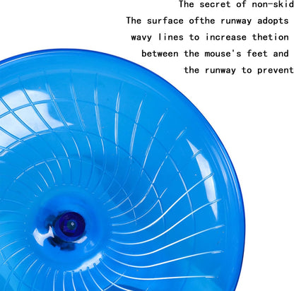 Silent Running Wheel for Small Animals, 7 Inch Flying Saucer Design, Exercise Wheel for Hamsters, Guinea Pigs, Hedgehogs, Blue