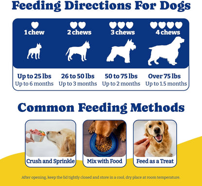 Probiotics for Dogs - Dog Probiotics for Digestive Health, Yeast, Itchy Skin, Gut Health, Immune & Skin+Dog Teeth Cleaning Wipes, Pet Finger Dental Wipes for Dogs & Cats, Dual-Sided, 6-in-1 Herbal For