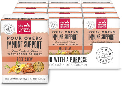 The Honest Kitchen Functional Pour Overs: Immune Support - Beef Stew Dog Food Topper, 5.5 oz x12