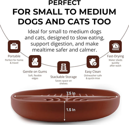 Slow Feeder Dog Bowls, Dishwasher Safe, Non-Slip Base, BPA-Free Slow Eating Dog Bowl (Mocha, 1-Pack)