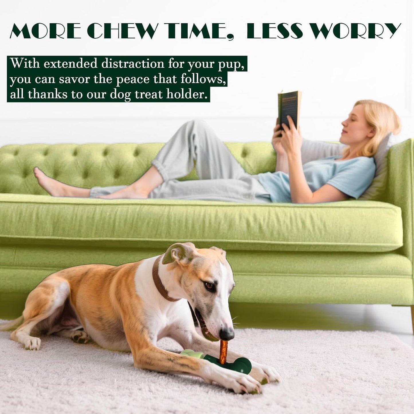 Apasiri Bully Stick Holder for Aggressive Chewers: Indestructible Dog Toy Prevents Choking No More Swallowed Ends, Bacon Flavored Nylon Tough Chew Toy to Keep Them Busy Medium/Large Dogs, Green