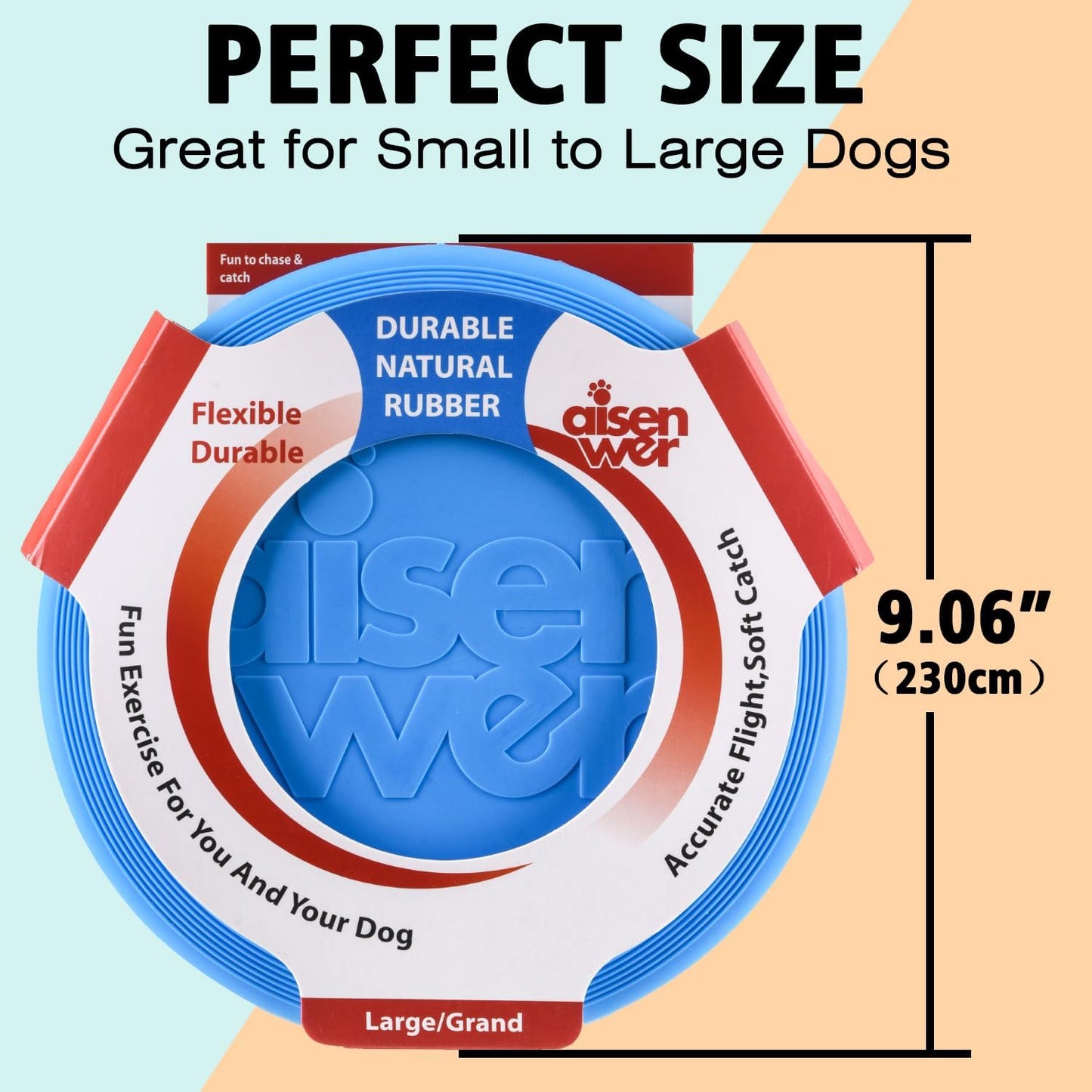 Dog Flying Disc - Durable Rubber Dog Toy for Fetch - Interactive Lightweight Flyer Dog Toys for Outdoor Playtime - Safer Disc for Healthy Activity - for Medium/Large Dogs