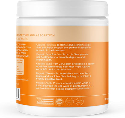 Fera Pets Cat & Dog Pumpkin Plus - Fiber Supplement - USDA Organic - Supports Gut & Digestive Health - Promotes Regularity - 7 Sources of Fiber - 90 Scoops
