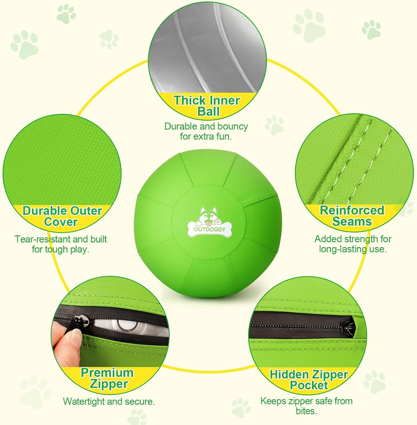 Herding Ball for Dogs 18 Inch - Dual-Layer Heavy Duty Herding Ball for Australian Shepherds, Border Collies & Corgis | Outdoor Herding Toy for Small/Medium Dogs - Backyard Training and Play - Green