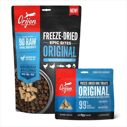 ORIJEN Epic Bites Freeze-Dried Dog Food & Treat Bundle – Original Recipe (6 oz Food + 1.5 oz Treats)