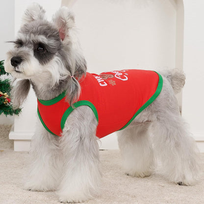 XPUDAC 4 Pack Christmas Dog Shirts Doggy Sleeveless Vest for Small Medium Large Dogs Boy Girl Xmas Puppy Tank Top Tee Shirts Pet Outfit Costume Cat Apparel, Red, Green, Black, 5XL
