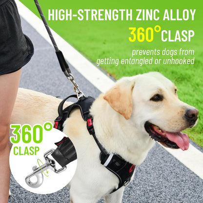 Black Heavy Duty Reflective Nylon Dog Leash with 200kg Pull Control, Padded No-Slip Handle & Zinc Alloy Lock for Medium to Large Dogs & Large Breeds, Ideal for Night Walking & Daily Training