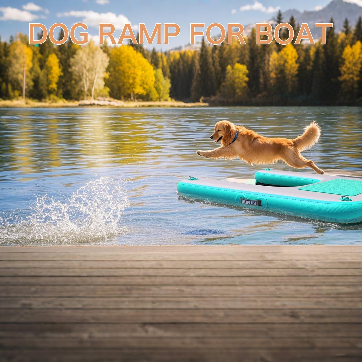 ALIFUN Inflatable Dog Water Ramp Safety Floating Dock Dog Pool Raft for Pool Lake Boat Non-Slip Floating Ladder for Pets Up to 220 LBs Bgreen 120CM Length