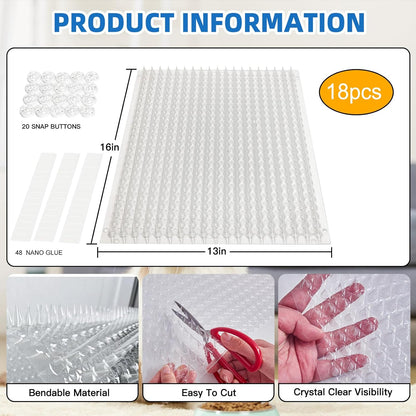 12 Pack Scat Mat for Cats with Spikes, Cat Repellent Mat Deterrent Indoor, Training Pads Keep Dogs and Cats Off Couch, Bed, 16 x 13 Inch Garden Scat Mats Outdoor