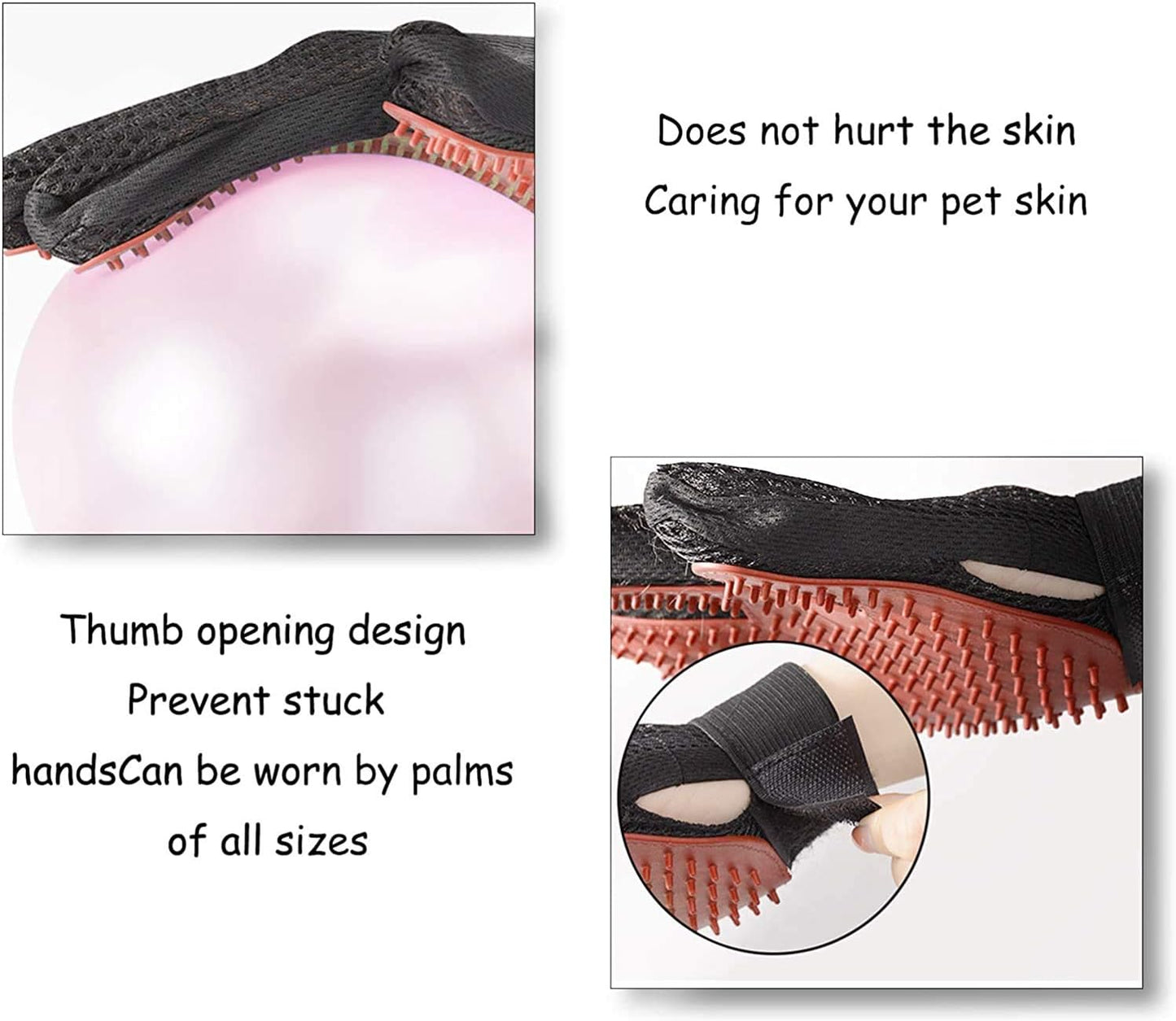 Pet Grooming Glove Hair Remover Brush Gentle Deshedding Efficient Pet Mitt Pet Massage Gloves Left & Right Hand Draw Dogs Cats Horses Long Short Fur (1Pair Left & Right Hand)