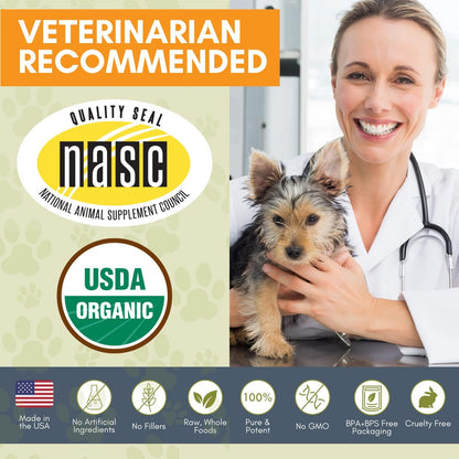 Wholistic Pet Organics WholeBiotics - Daily Dog Probiotics for Digestive Health Support & Immune Boost - 9 Strains - Prebiotics & Probiotics for Dogs & Cats - Gut Health for Dogs - 1 Oz - 28 Scoops