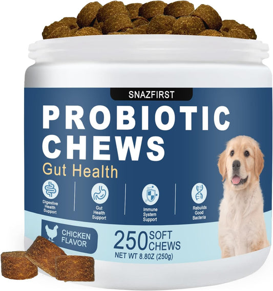 Probiotics for Dogs, Dog Probiotics Chews for Digestive Health & Gut Health, Improve Immune System,Constipation & Diarrhea Relief(Chicken Flavor, 250 Chews)