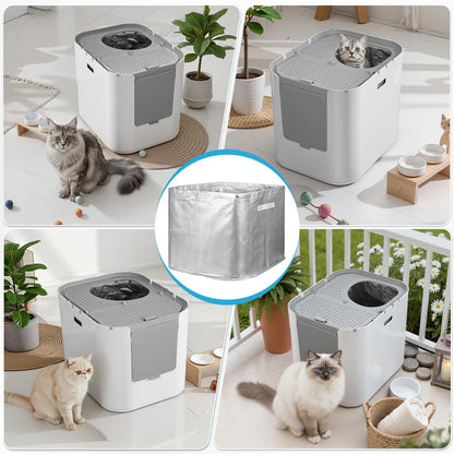 4 Pack Top-Entry Liners Compatible with Modkat XL Litter Box, Reusable Litter Box Liner Type C with Carrying Handles, Waterproof & Scratch-Resistant Liner for Cat Litter Box