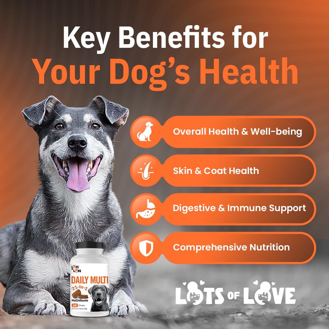 Dog Multivitamin Chewable - LotsOfLove Daily Multi Dog Chews (60 Count) - Dog Multi Vitamin & Supplement Chews for Small, Medium & Large Dogs