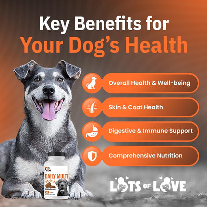 Dog Multivitamin Chewable - LotsOfLove Daily Multi Dog Chews (60 Count) - Dog Multi Vitamin & Supplement Chews for Small, Medium & Large Dogs