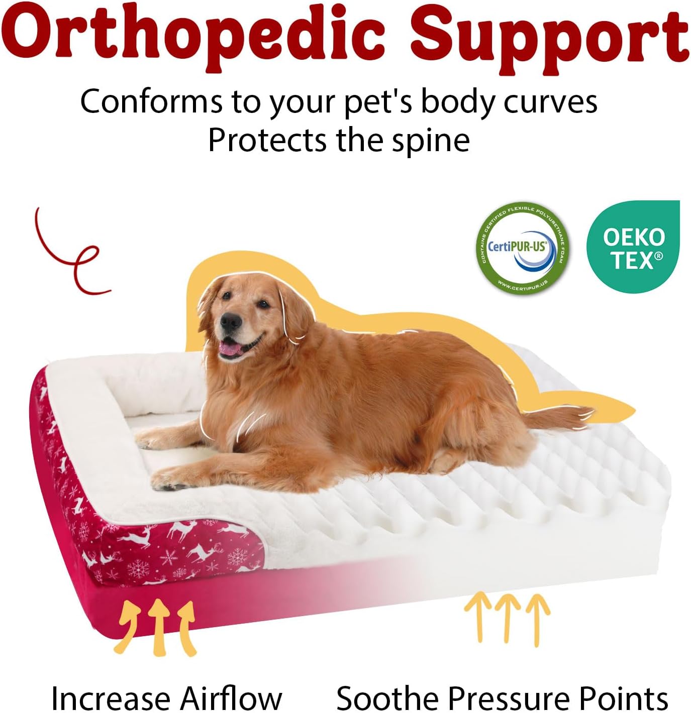 Washable Orthopedic Large Dog Bed - Removable Orthopedic Foam Dogs Beds with Bolsters Waterproof Large Dog Bed and Non-Slip Bottom Extra Large Dogs Beds Sofa