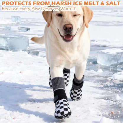 EXPAWLORER Dog Socks to Prevent Licking Paws with Grippers for Hardwood Floors Anti Slip, Reflective Dog Cold Winter Shoes Booties Boots & Paw Protectors with for Small Medium Large Senior Dogs L
