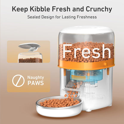 Automatic Cat Feeders - 2L Cat Food Dispenser Easy to Use, Timed Automatic Pet Feeder with Over 180-day Battery Life, 1-6 Meals Dry Food Programmable Portion Control Also for Dogs