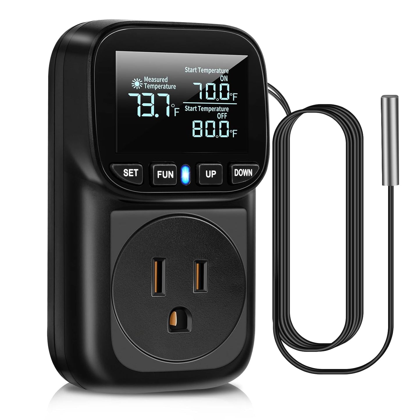 Diymore Digital Temperature Controller Outlet,1800W Plug in Thermostat,Heating Cooling Mode,120V Incubator Room Thermometers Gauge Reptile Thermostat Greenhouse Thermomete for House Pool Thermometer