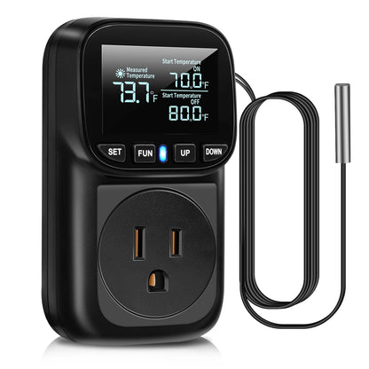 Diymore Digital Temperature Controller Outlet,1800W Plug in Thermostat,Heating Cooling Mode,120V Incubator Room Thermometers Gauge Reptile Thermostat Greenhouse Thermomete for House Pool Thermometer