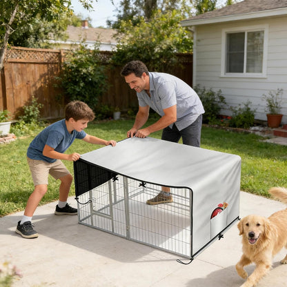 Kennel Cover - 210D Oxford Privacy Enclosure Tarp | Waterproof Large Dog Crate Cover - for Patio Picnic Outdoor Camping Backyard Beach Park Family Gathering