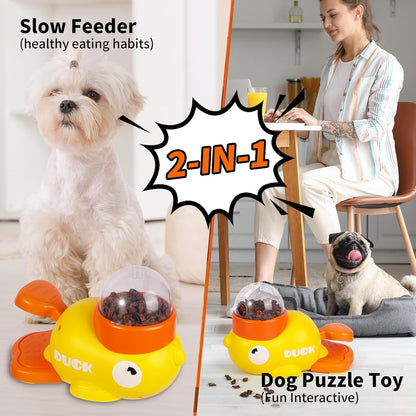 2-in-1 Interactive Dog Toys Food Puzzle Slow Feeder, Safe Dog Food Treat Feeding Dispenser for Dogs and Cats, Promotes IQ Training and Entertainment Reduces Bloating Anti-Gulping Small Animal Bowls