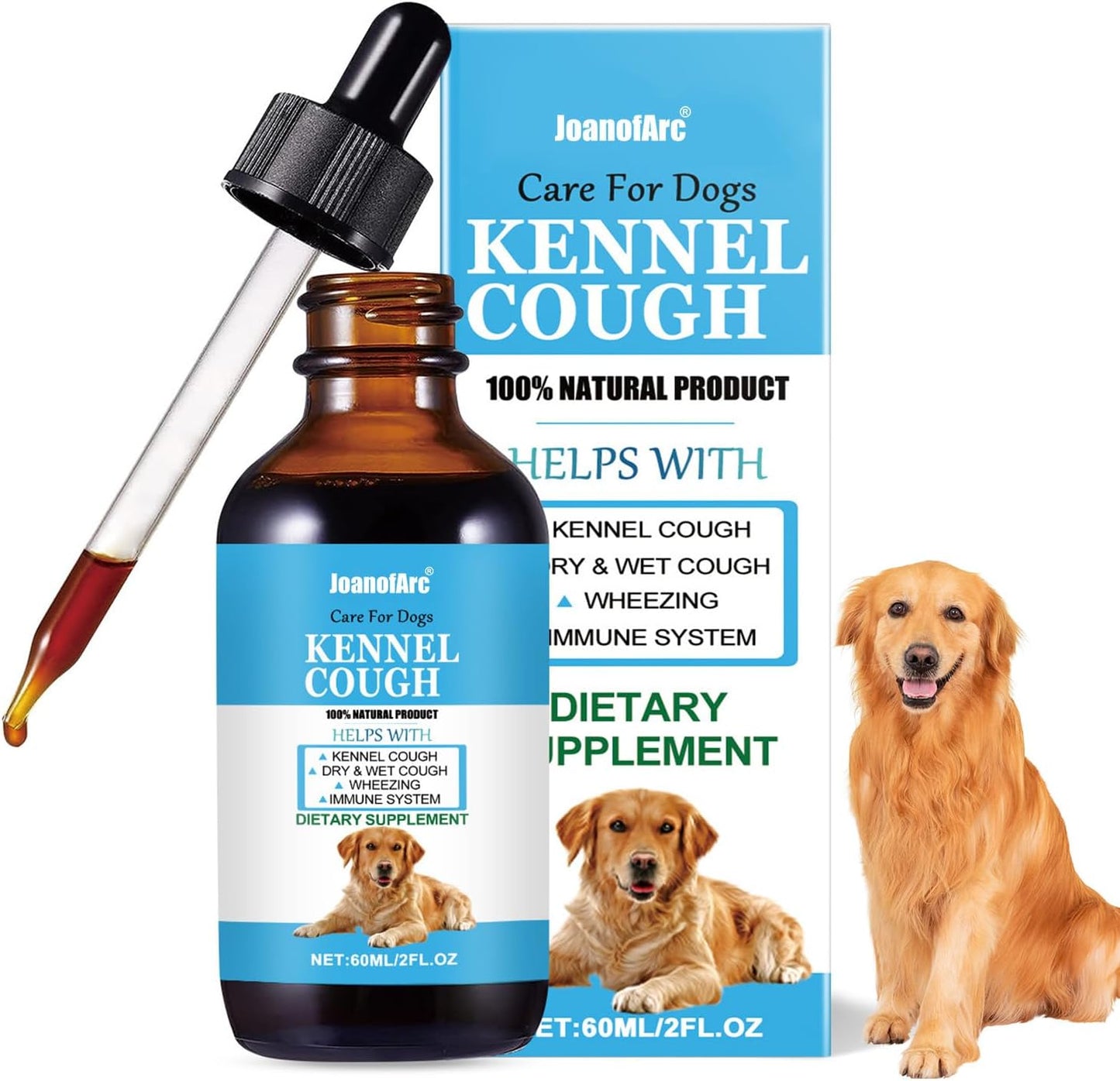 Cough Herbal Drops for Dogs & Cats, 60ML Natural Dog Supplement, Herbal Cough Drops for All Breeds & Sizes, Soothing Supplement for Dogs, Soothing Dog Cough