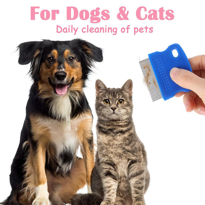 Dog Flea Comb for Dogs Tear Stain Remover, 4 Pack Pet Combs, Grooming Dog Comb, Stainless Steel Tear Stain Remover for Dogs, Lice Brush & Tick Combs