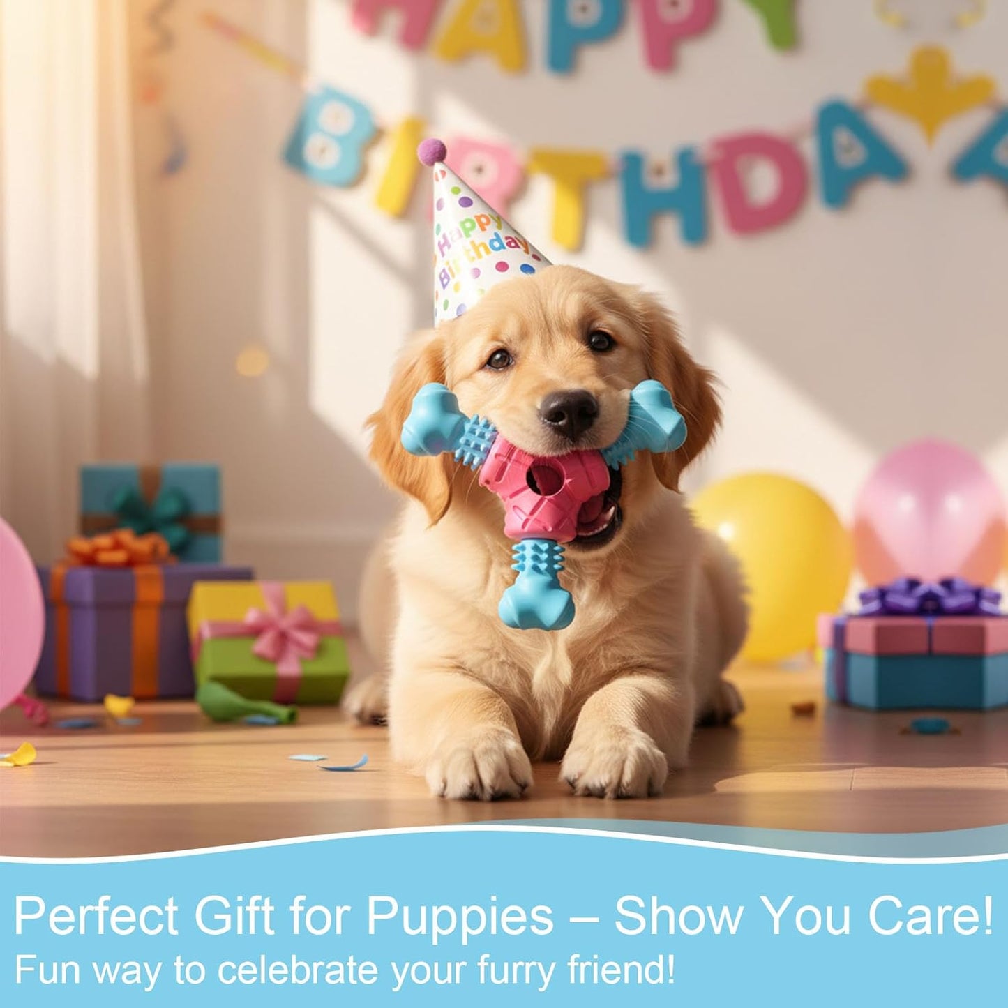 Puppy Chew Toys for Teething, Indestructible Dog Chew Toys for Aggressive Chewers - Small & Medium Breeds, Rubber Dog Bone Toy, Tough Puppy Toys to Keep Them Busy and Relieve Anxiety