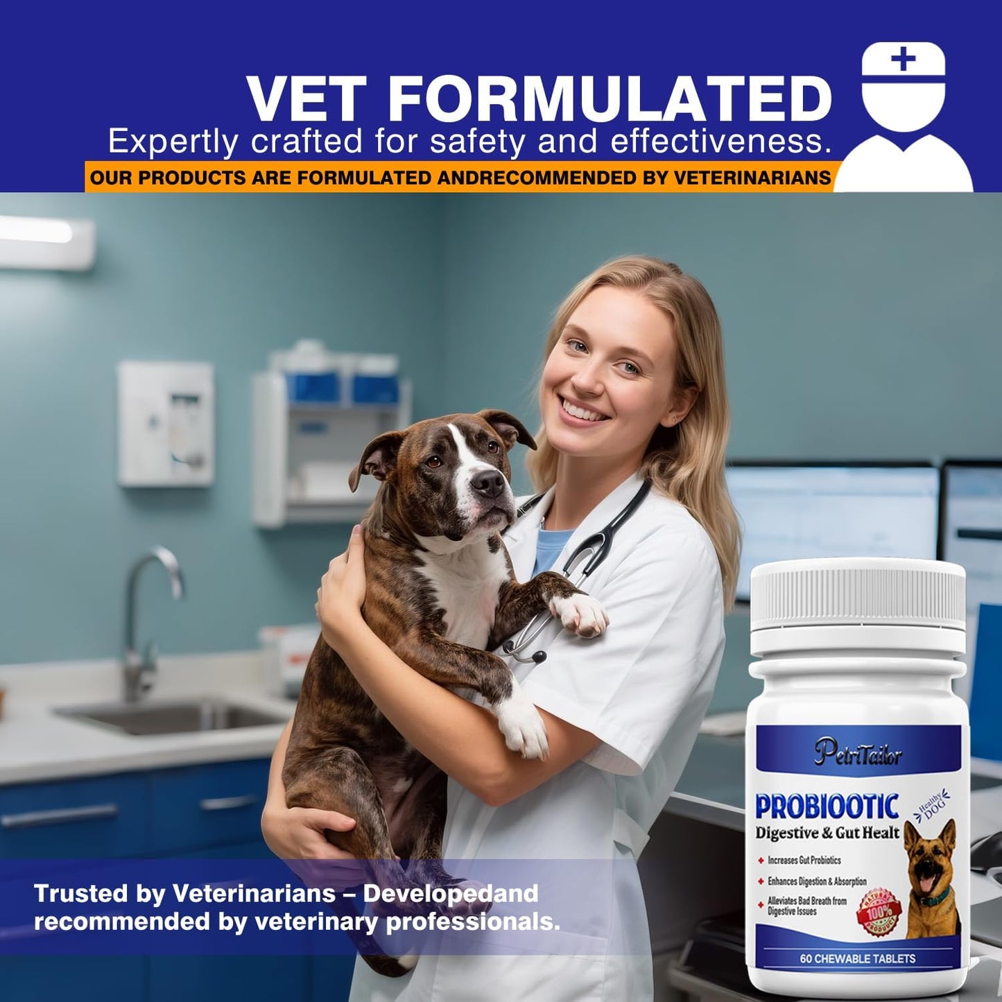 Probiotics Supplement for Dogs – Digestive Enzymes with Prebiotics for Gut Health, Diarrhea & Bowel Support, Immune Booster, Itch & Allergy Relief