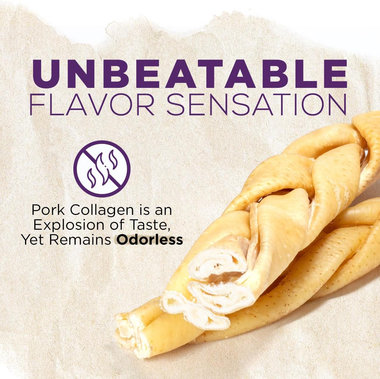 Natural Farm Braided Pork Collagen Dog Chews (5 Pack), Flavorful Braided Pork Collagen Sticks, Natural Dog Chews, Long Lasting, for Small, Medium, and Large Dogs, Odor-Free Rawhide Alternative