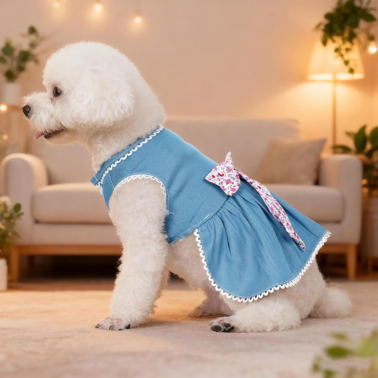 Small Dog cat Thin Denim Blue Dress