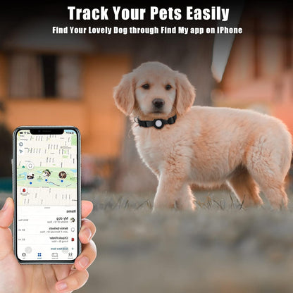 Compatible with Airtag Dog Collar, Adjustable Air Tag Dog Collar with Durable Quick Snap Buckle, Imitation Nylon Dog Collar with Waterproof Apple Airtag Holder for Small Dogs (S（6"-16"）, Black)