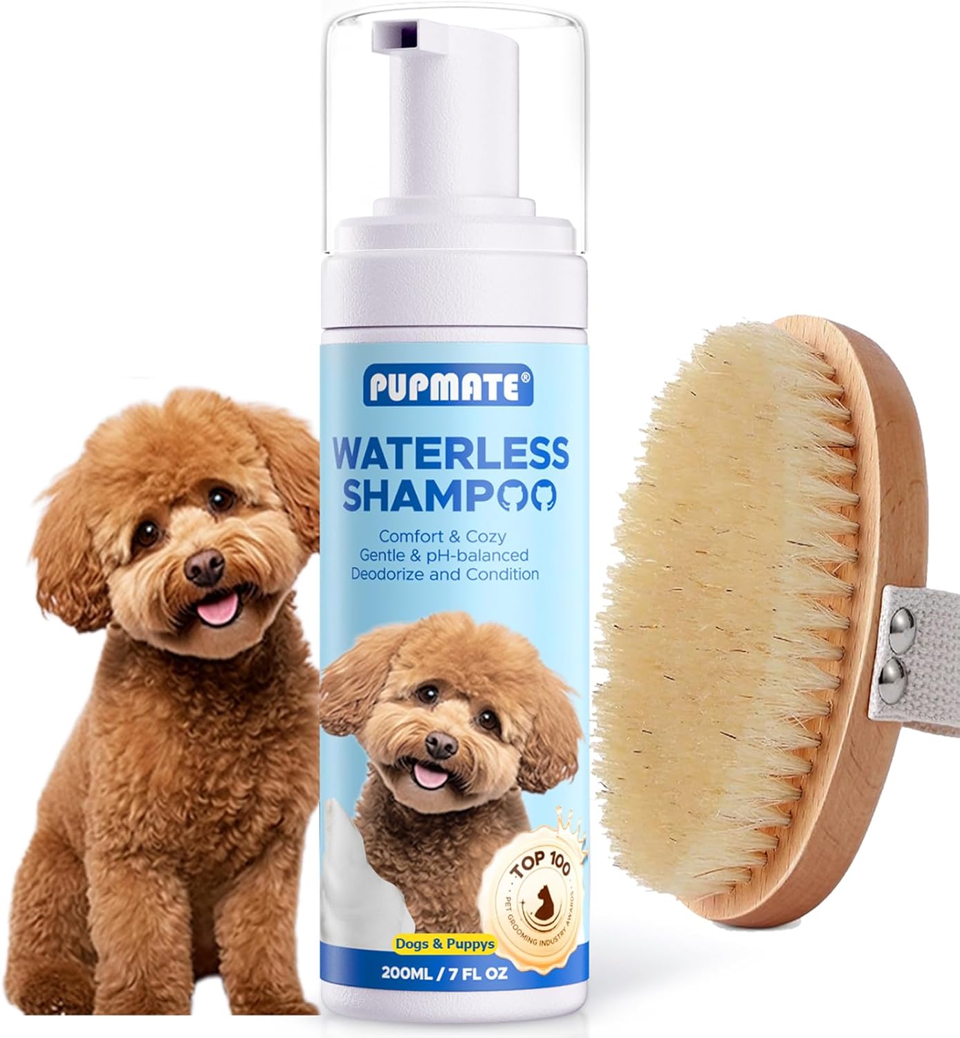 Waterless No Rinse Dog Dry Shampoo Spray for Smelly Dogs, Hypoallergenic & pH-Balanced, Deodorizing, Sensitive Skin Care, Safe for Puppies & Cats, Clean, Condition & Freshen