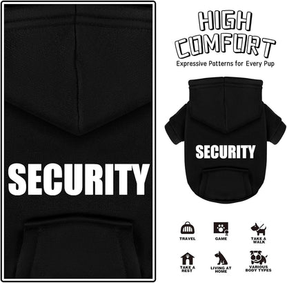 Paiaite Black Chihuahua Dog Hoodie: Warm and Stylish with a 'Security' Printed Sweatshirt, Cold Weather Pet Clothes, and Sweater Coat All in One - Perfect for Winter and Cool Summer Nights! M