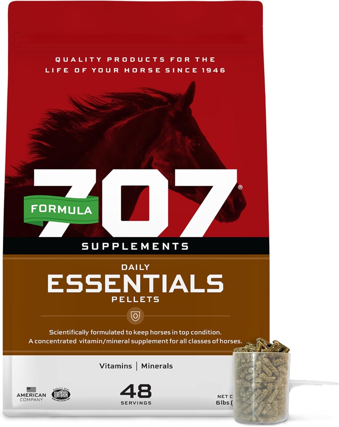 Formula 707 Daily Essentials Equine Supplement, 6 lb Bag – Complete Vitamins and Minerals for Superior Health and Condition in Horses