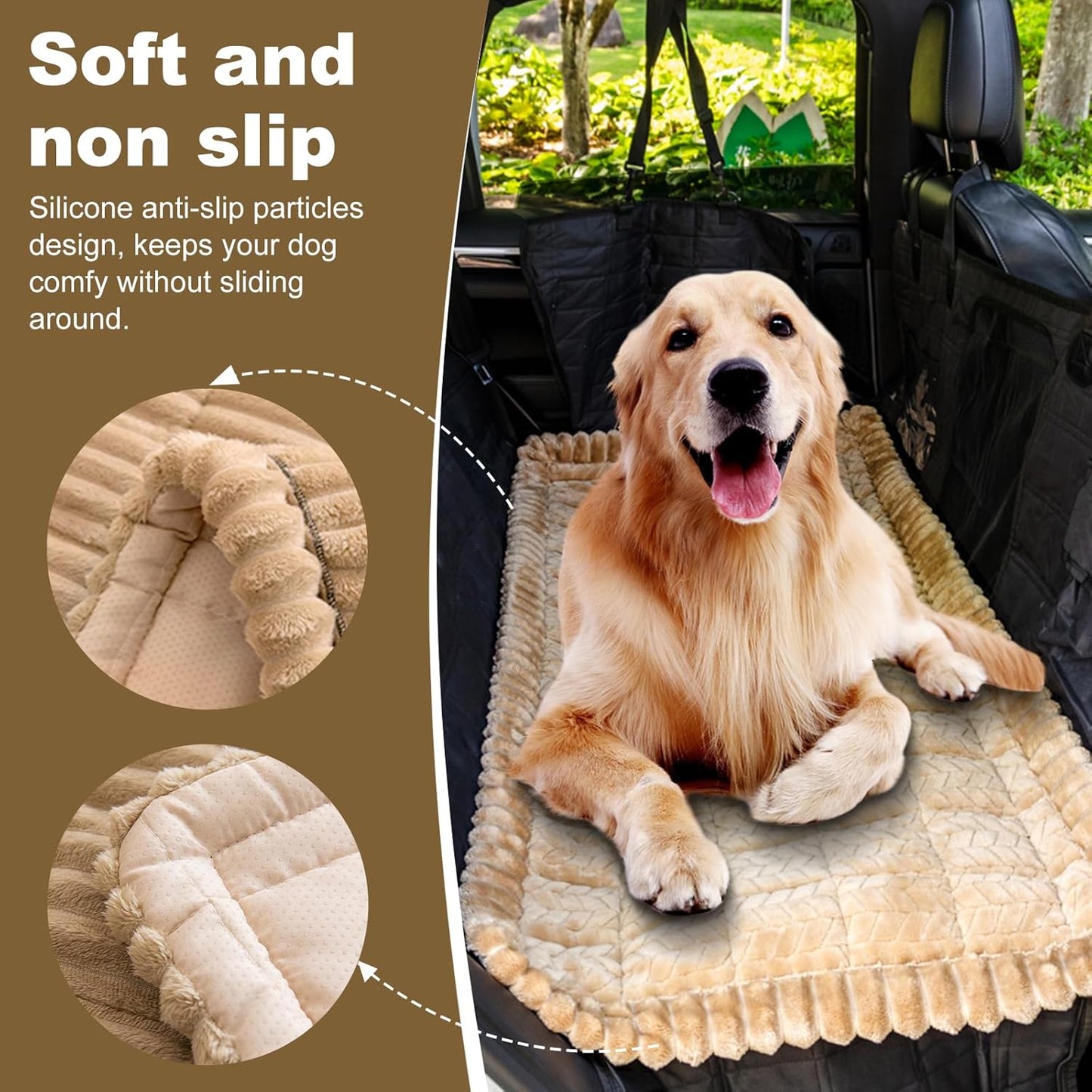 Backseat Pet Bed Mat for Car, Non-Slip Dog Car Seat Cover with Scratch-Proof Protection, Back Seat Extender for Dogs Compatible, Universal Fit for Cars SUVs Trucks (24.8x54 inch)