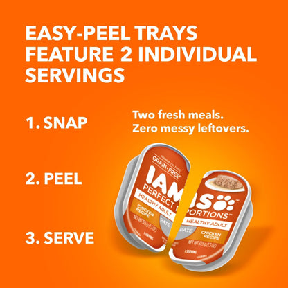 IAMS Perfect Portions Healthy Adult Wet Cat Food Pate, Chicken and Tuna Recipe Variety Pack, Easy Peel Twin-Pack Trays (12 Count, 24 Servings) (Pack of 2)