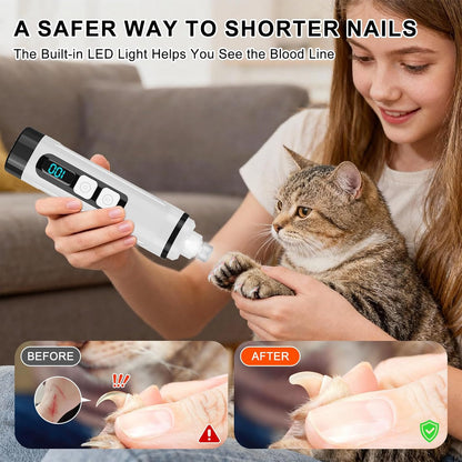 Dog Nail Grinder Quiet Electric with LED Light 2 Speed Professional Pet Nail Grinder for Dogs and Cats Safe Paw Grooming Tool for Small Medium Large Dogs