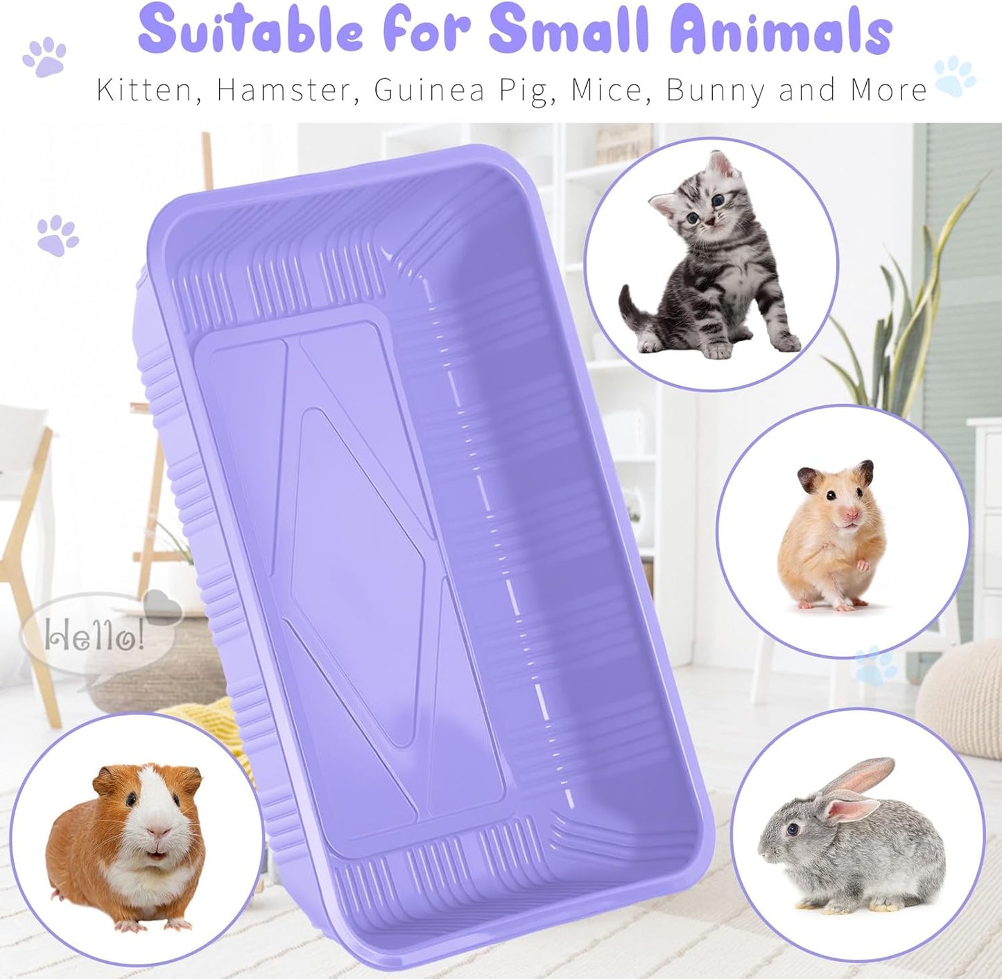 Tessco for you 60 Pack Cat Disposable Litter Boxes Plastic Kitty Litter Trays Recyclable Pans for Pet Travel, 16.7 x 10.5 x 3.4 Inch (Light Purple)